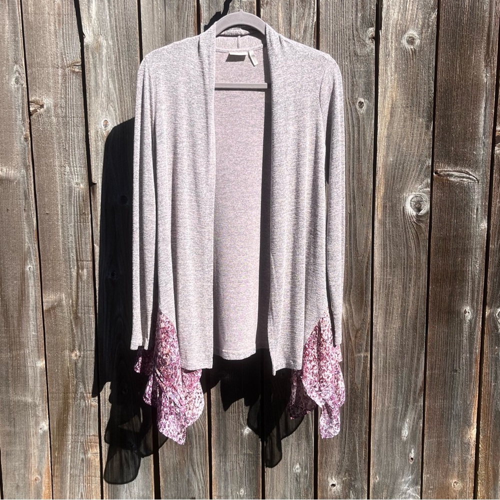LOGO by Lori Goldstein open pink cardigan sweater size small
